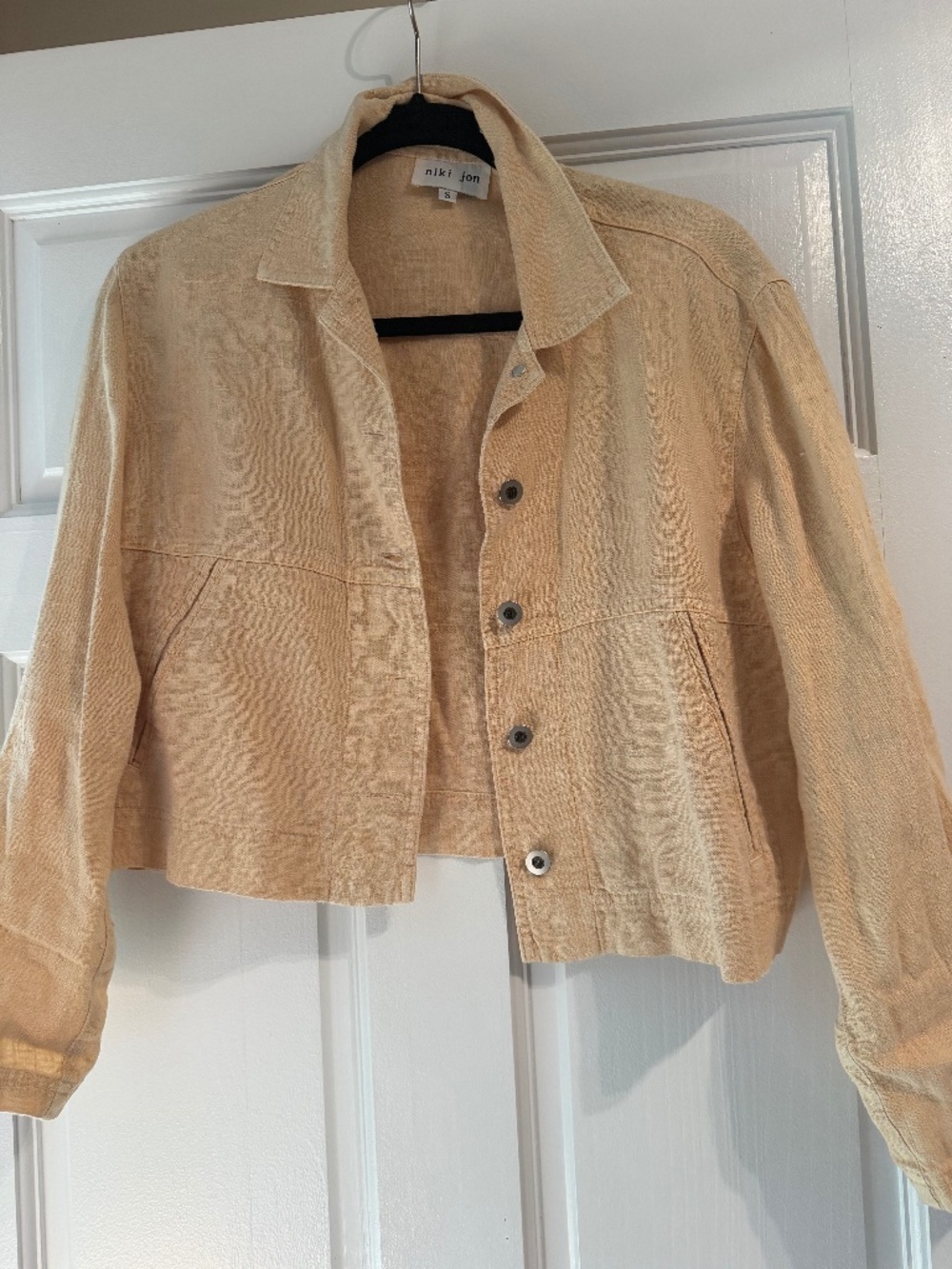 Ladies small 100% linen cropped jacket